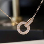 [Luxe]LOVE 7.6MM NECKLACE ROSE GOLD AND SILVER  FULL DIAMOND
