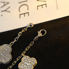[Luxe]CLOVER BRACELET 5 MOTIF SILVER DIAMOND PAVED