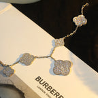 [Luxe]CLOVER BRACELET 5 MOTIF SILVER DIAMOND PAVED