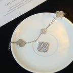 [Luxe]CLOVER BRACELET 5 MOTIF SILVER DIAMOND PAVED