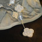 [Luxe]CLOVER BRACELET 5 MOTIF SILVER DIAMOND PAVED