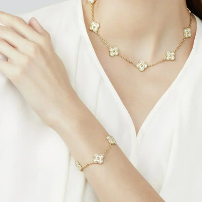 [Luxe] CLOVER 5 MOTIF FULL DIAMOND BRACELET COLLECTION