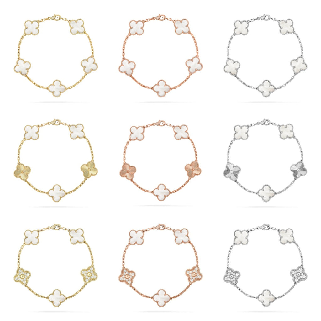 [Luxe]CLOVER WHITE PEARL MOP 5 MOTIF BRACELET COLLECTION
