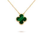 [Luxe]CLOVER 15MM MALACHITE SINGLE FLOWER  NECKLACE