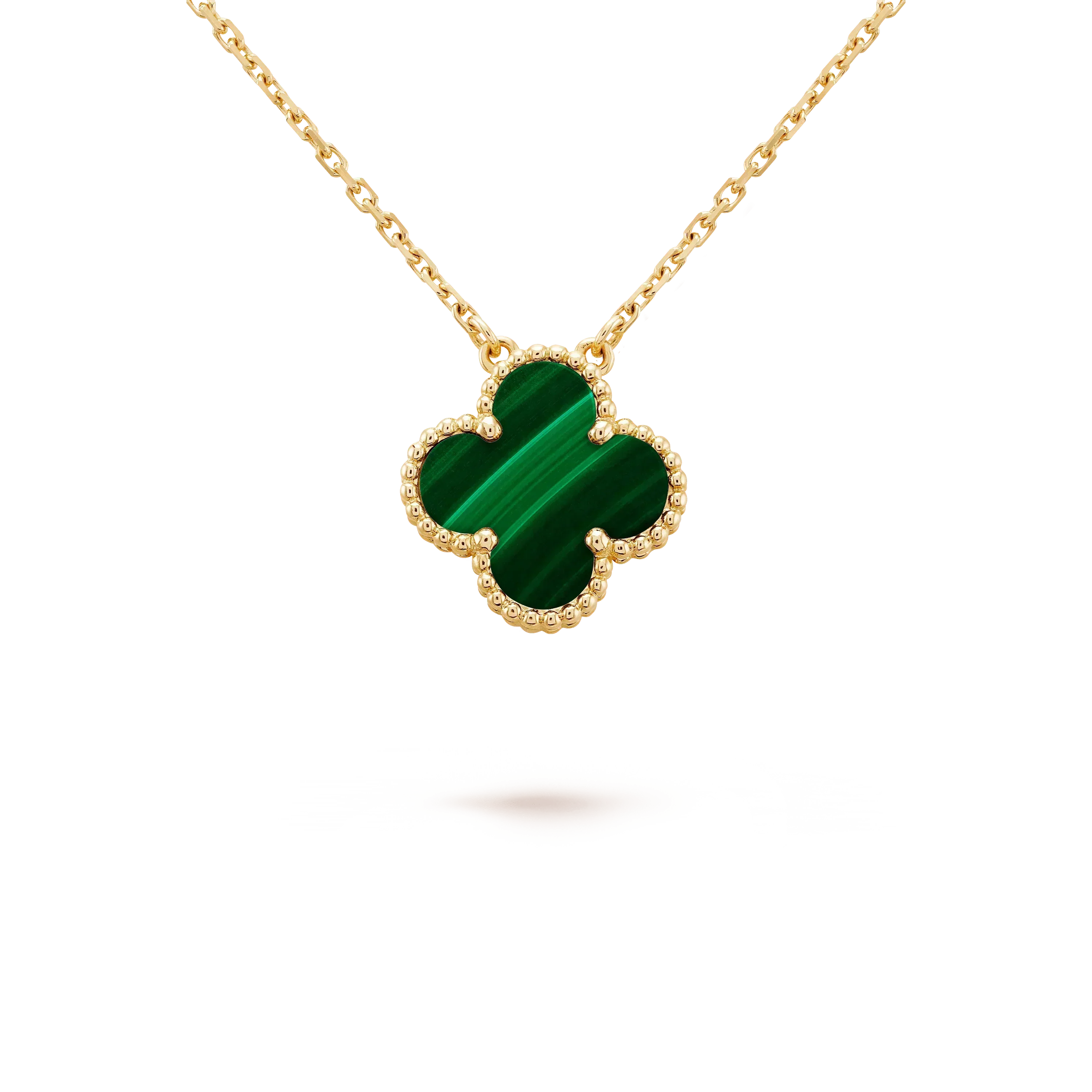 [Luxe]CLOVER 15MM MALACHITE SINGLE FLOWER  NECKLACE