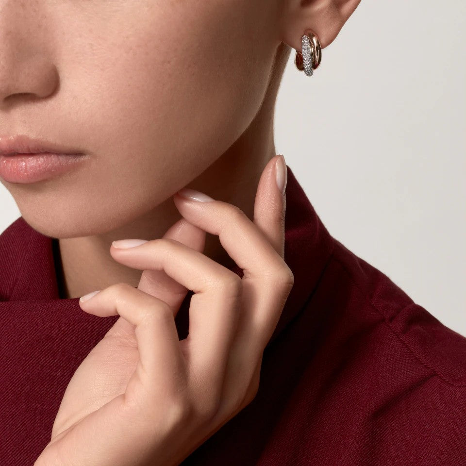 [Luxe Jewelry]TRINITY HALF DIAMOND  CLASSIC EARRINGS