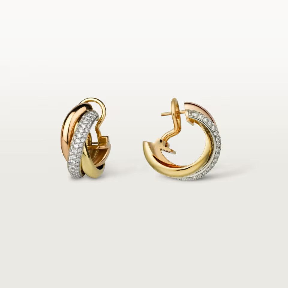 [Luxe Jewelry]TRINITY HALF DIAMOND  CLASSIC EARRINGS