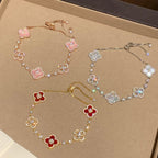 [Luxe]CLOVER 5 MOTIF PINK BLUE RED WHITE BRACELET