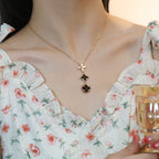[Luxe] COLLIER ÉTOILE ET SOLEIL ONYX OR ROSE