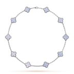 [Luxe]CLOVER 10 MOTIFS BLUE CHALCEDONY NECKLACE