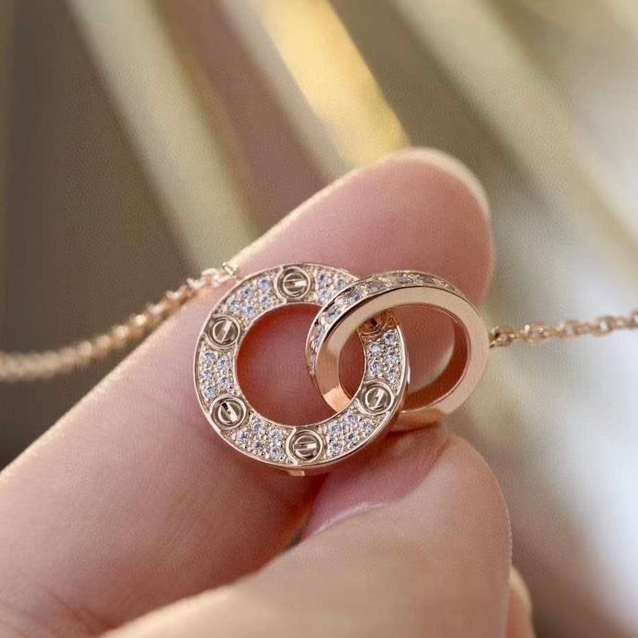 [Luxe Jewelry]LOVE  FULL DIAMOND PENDANT NECKLACE