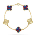 [Luxe]CLOVER 5 MOTIF COLOR GEMSTONES BRACELET COLLECTION
