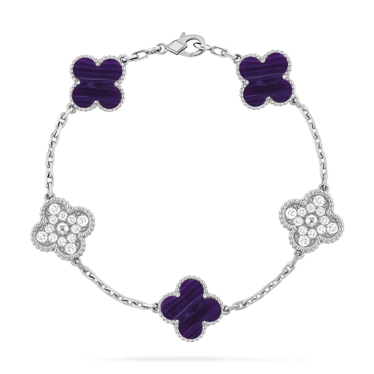 [Luxe]CLOVER 5 MOTIF PURPLE STRIPES BRACELET COLLECTION