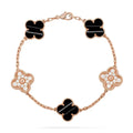 [LUXE]Clover Laser  Pulsar Stone 5-Motif & LOVE Diamond-Paved Bracelet Stack Set