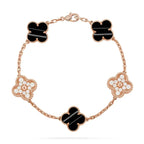 [LUXE]Clover Laser  Pulsar Stone 5-Motif & LOVE Diamond-Paved Bracelet Stack Set