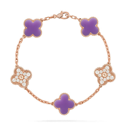 [Luxe]CLOVER 5 MOTIF LIGHT PURPLE BRACELET COLLECTION