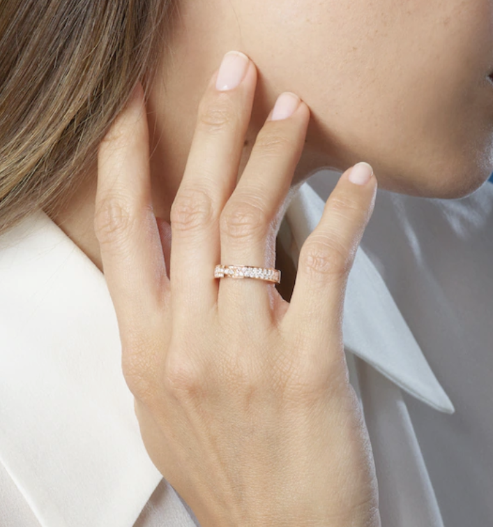 [Luxe] BAGUE ALLIANCE LIENS VIDENCE PAVÉE DIAMANTS 4 MM