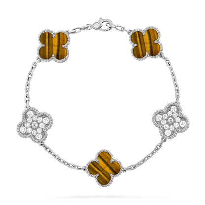 [Luxe] CLOVER 5 MOTIFS TIGER EYE BRACELET COLLECTION