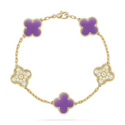 [Luxe]CLOVER 5 MOTIF LIGHT PURPLE BRACELET COLLECTION