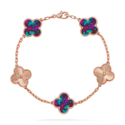 [Luxe]CLOVER 5 MOTIF COLOR GEMSTONES BRACELET COLLECTION
