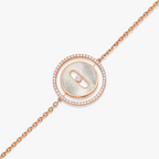 [LUXE]LUCKY MOVE WHITE MOTHER OF PEARL PINK GOLD DIAMOND BRACELET