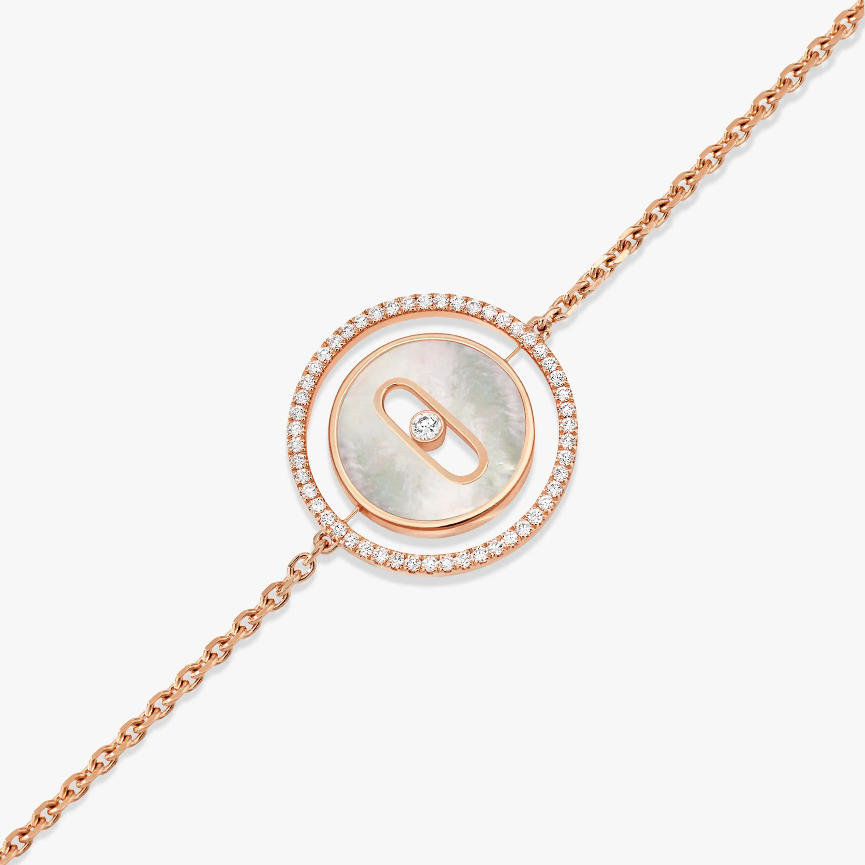 [LUXE]LUCKY MOVE WHITE MOTHER OF PEARL PINK GOLD DIAMOND BRACELET