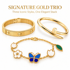 [LUXE]Clover Lucky Spring & Love & Juste Garden 3-Piece  Bracelet Stack Set