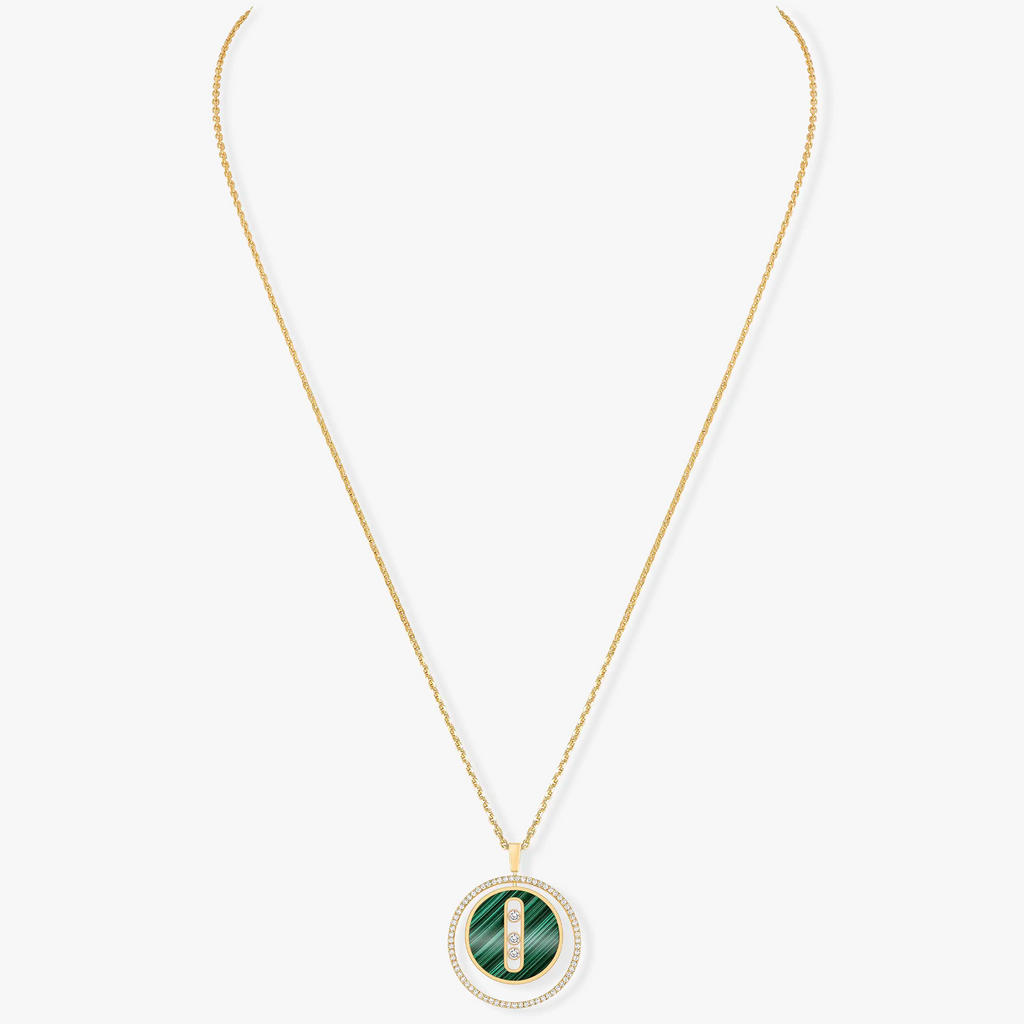 [LUXE]LUCKY MOVE 3 DIAMOND MALACHITE GOLD DIAMOND NECKLACE