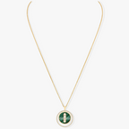 [LUXE]LUCKY MOVE 3 DIAMOND MALACHITE GOLD DIAMOND NECKLACE