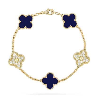 [Luxe]CLOVER 5 MOTIF LAPIS LAZULI BRACELET COLLECTION
