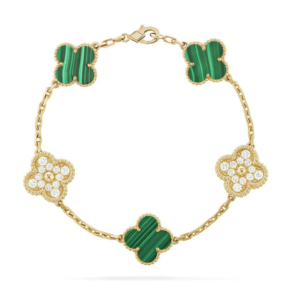 [Luxe] CLOVER 5 MOTIF MALACHITE BRACELET COLLECTION