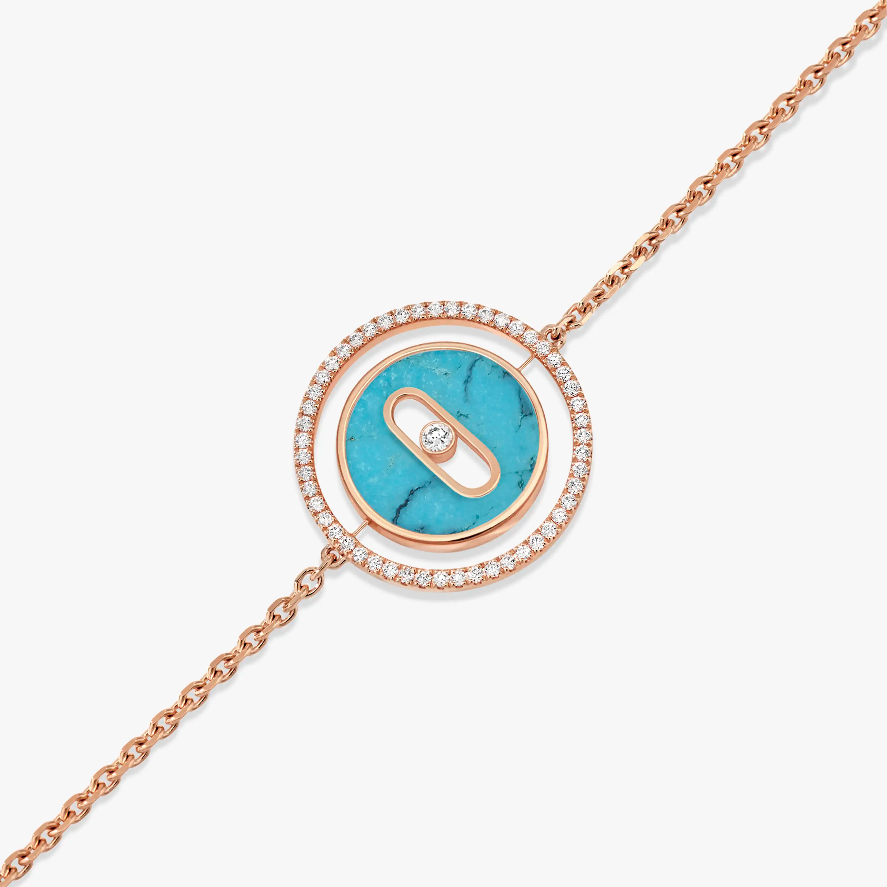 [LUXE]LUCKY MOVE TURQUOISE PINK GOLD DIAMOND BRACELET