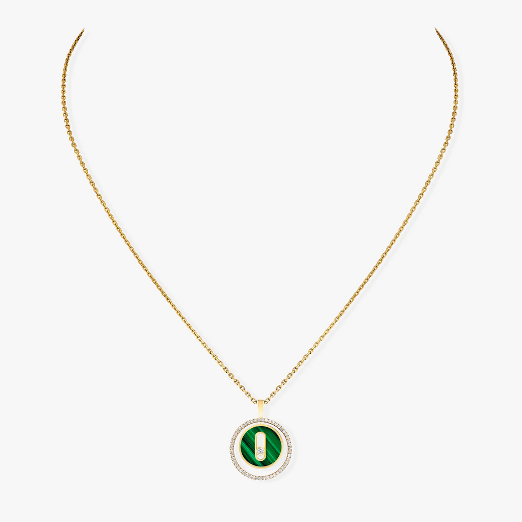[LUXE]LUCKY MOVE 1 DIAMOND MALACHITE GOLD DIAMOND NECKLACE