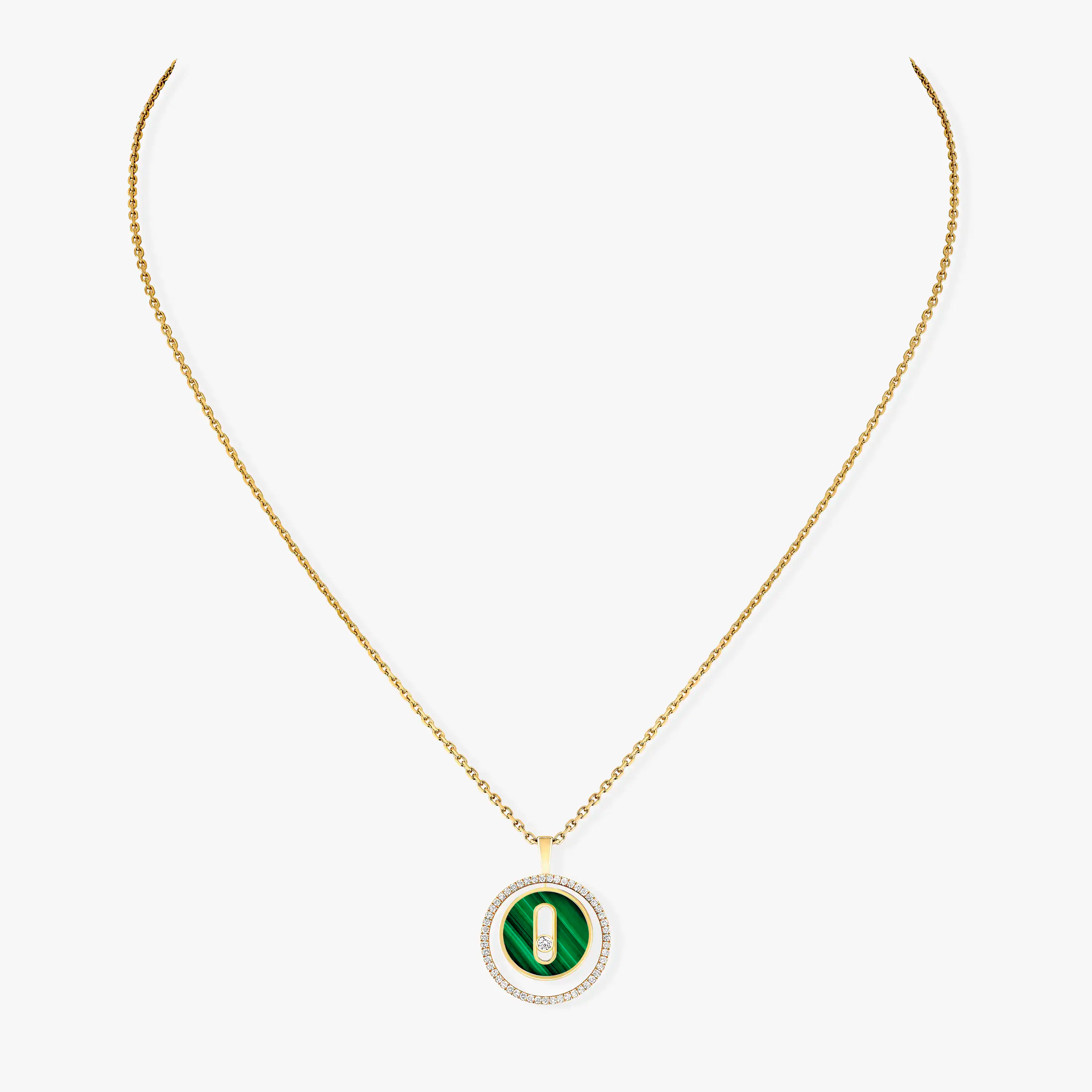 [LUXE]LUCKY MOVE 1 DIAMOND MALACHITE GOLD DIAMOND NECKLACE