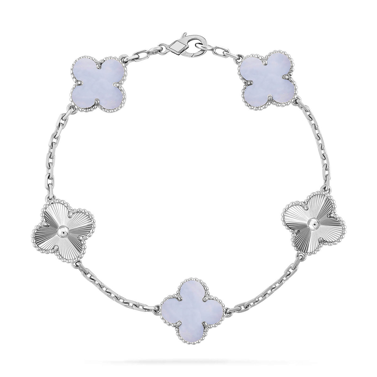 [Luxe] CLOVER 5 MOTIF PURPLE CHALCEDONY BRACELET COLLECTION