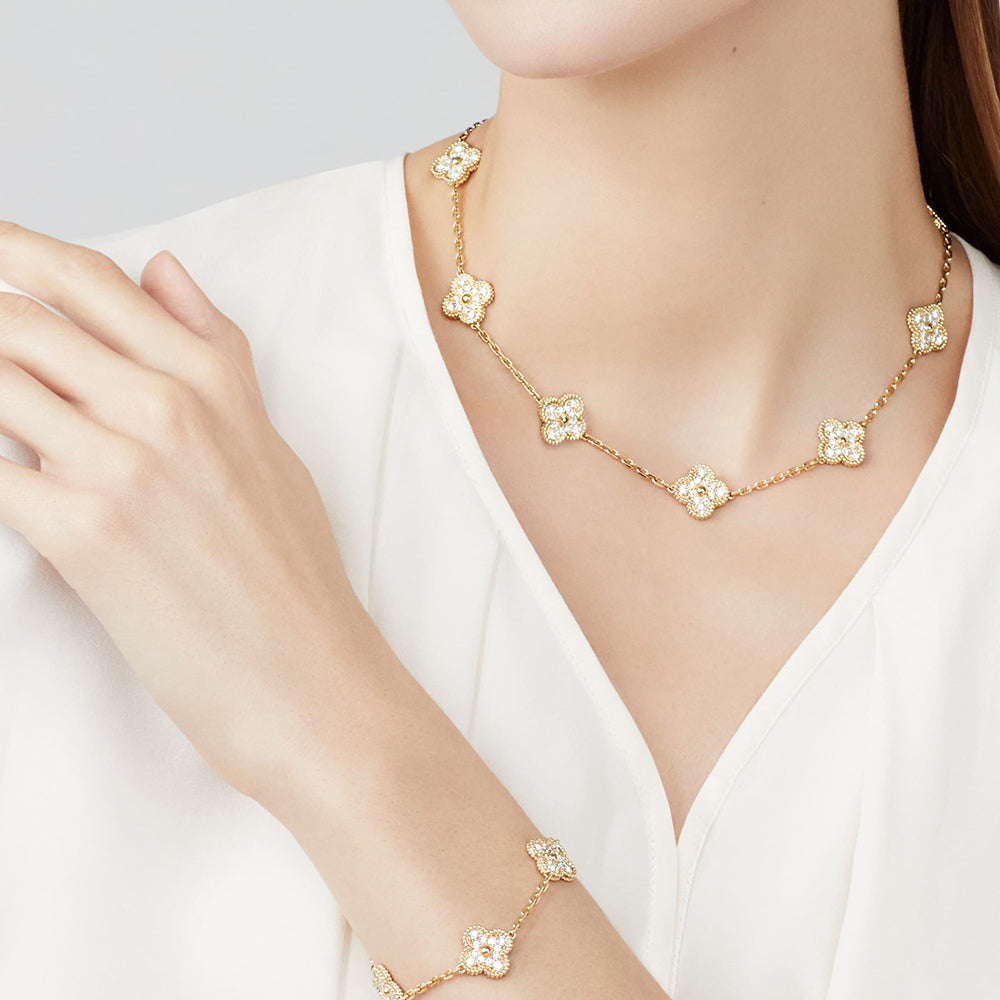 [Luxe]CLOVER 10 MOTIFS DIAMOND NECKLACE