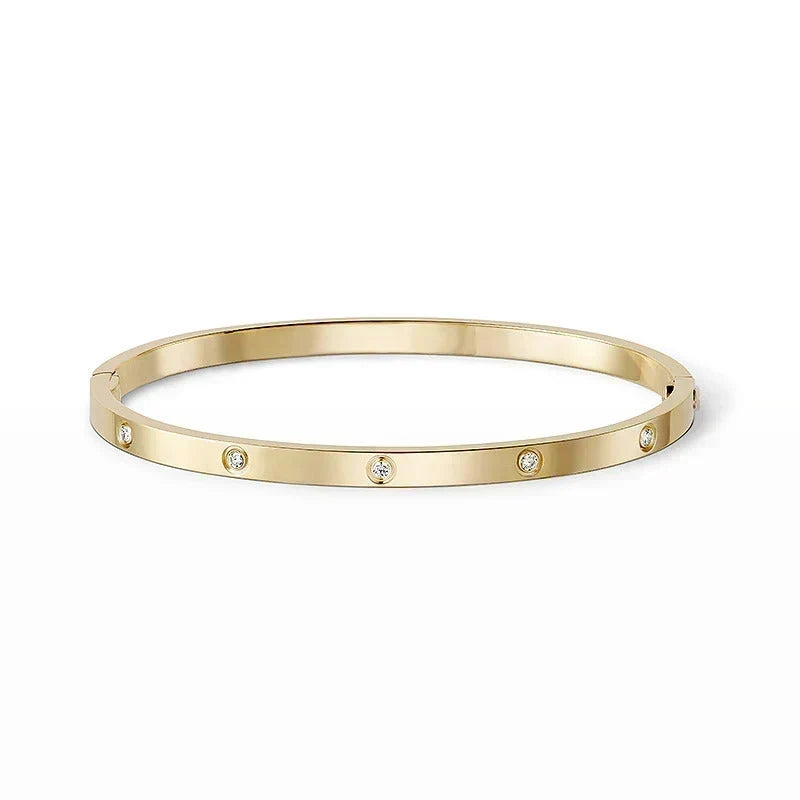 [LUXE] JUSTE Diamond & LOVE Diamond Bracelet Stack Set