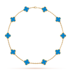 [Luxe]CLOVER 10 MOTIFS BLUE AGATE NECKLACE