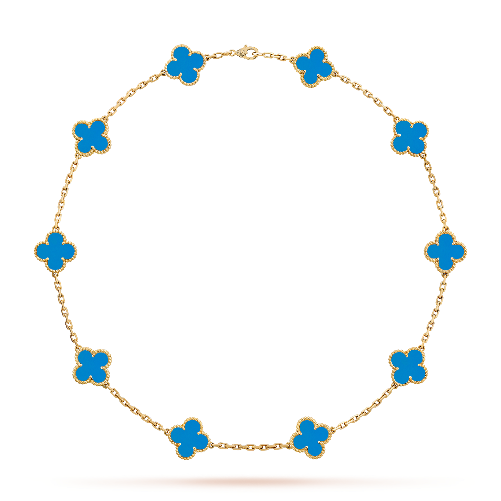 [Luxe]CLOVER 10 MOTIFS BLUE AGATE NECKLACE