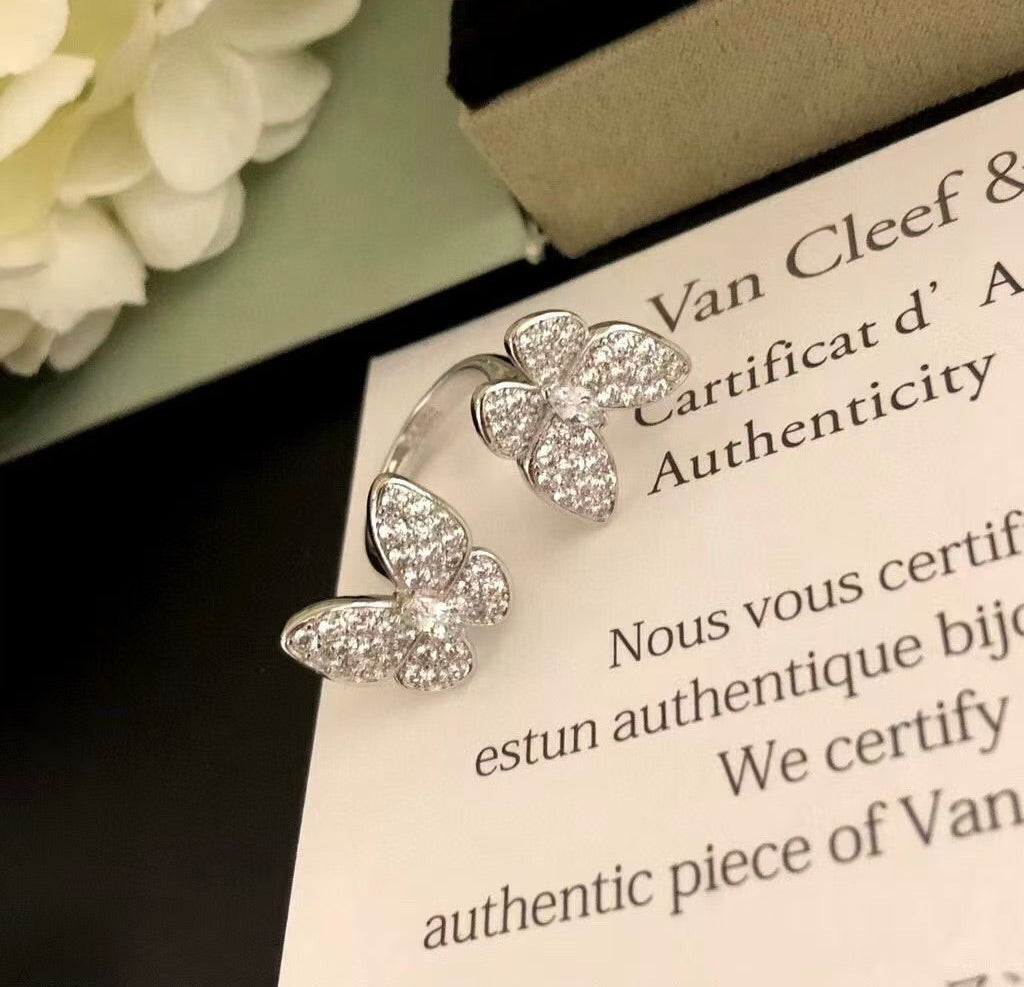 [Luxe]TWIN SILVER BUTTERFLY DIAMOND RING