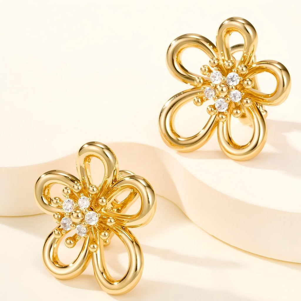 [Luxe JURI] FLOWERLACE EARRING 5 DIAMONDS