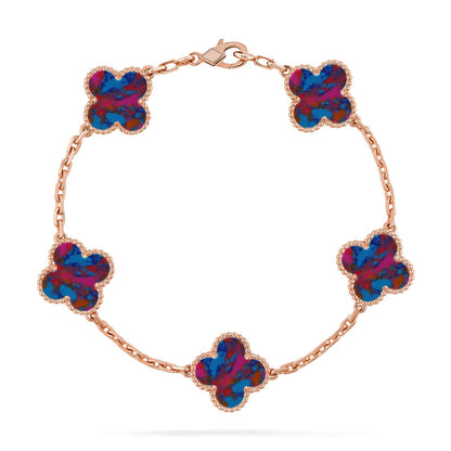 [Luxe]CLOVER 5 MOTIF COLOR GEMSTONES BRACELET COLLECTION