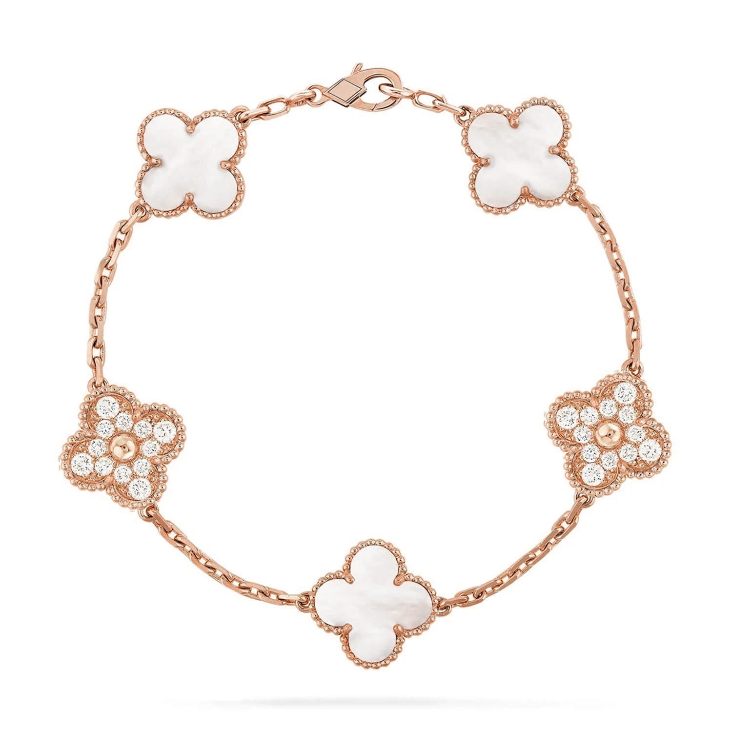 [Luxe]CLOVER WHITE PEARL MOP 5 MOTIF BRACELET COLLECTION