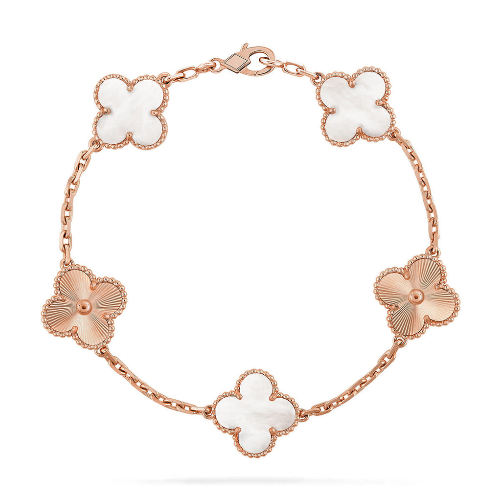 [Luxe]CLOVER WHITE PEARL MOP 5 MOTIF BRACELET COLLECTION