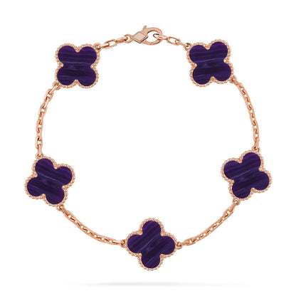 [Luxe]CLOVER 5 MOTIF PURPLE STRIPES BRACELET COLLECTION