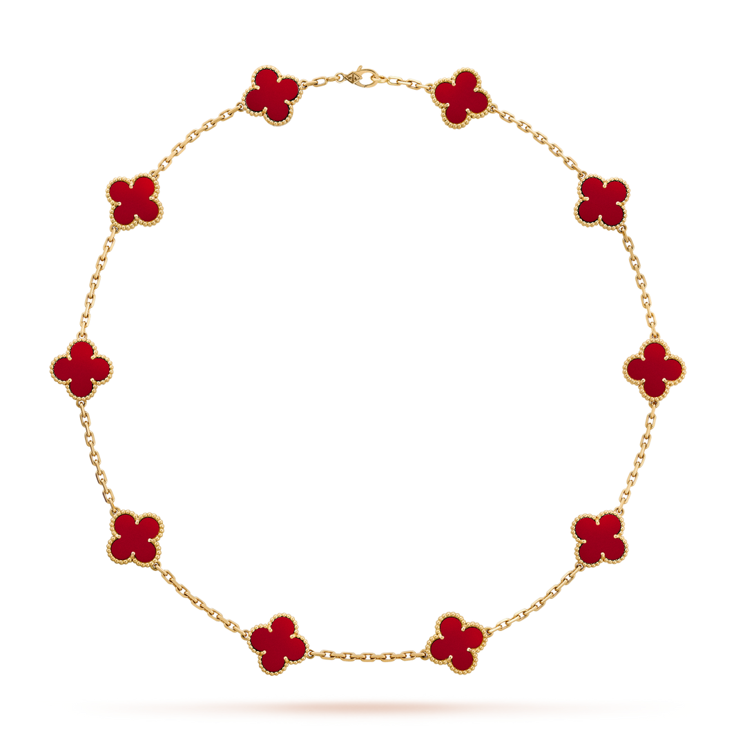 [Luxe]CLOVER 10 MOTIFS CARNELIAN NECKLACE