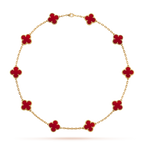 [Luxe]CLOVER 10 MOTIFS CARNELIAN NECKLACE