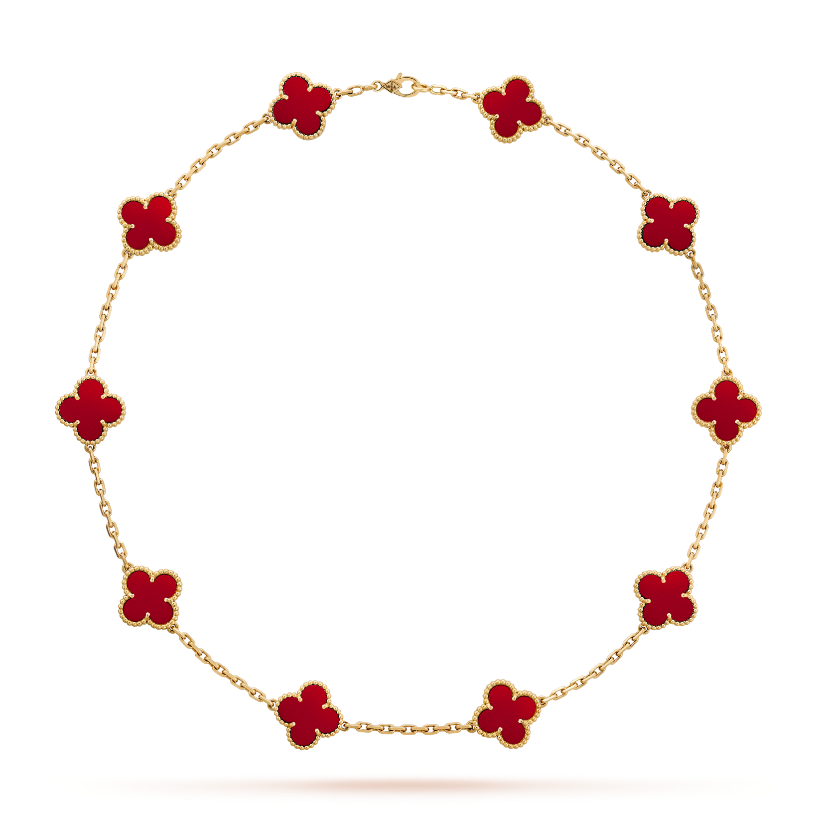[Luxe]CLOVER 10 MOTIFS CARNELIAN NECKLACE
