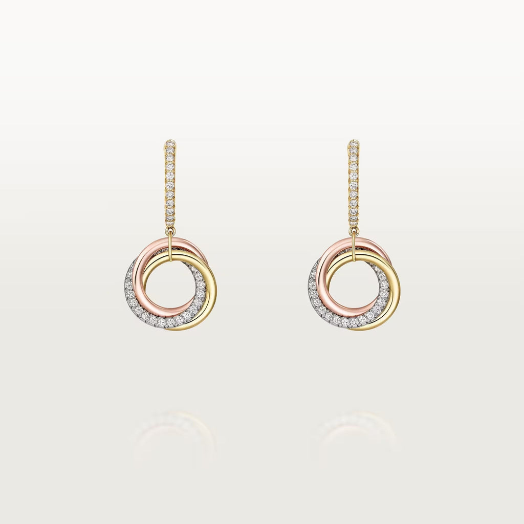 [Luxe Jewelry]TRINITY HALF DIAMOND  EARRINGS
