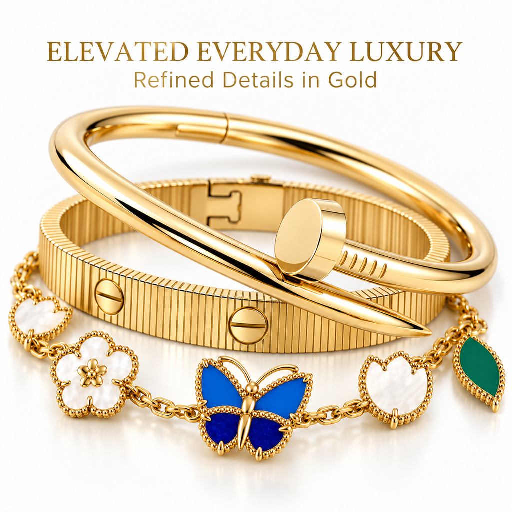 [LUXE]Clover Lucky Spring & Love & Juste Garden 3-Piece  Bracelet Stack Set